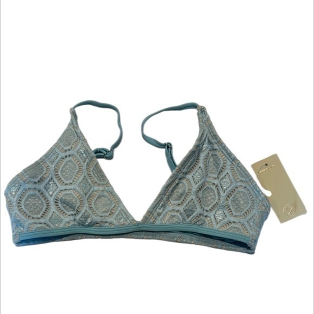 Ris-K blue lace bikini swimsuit top size small NWT